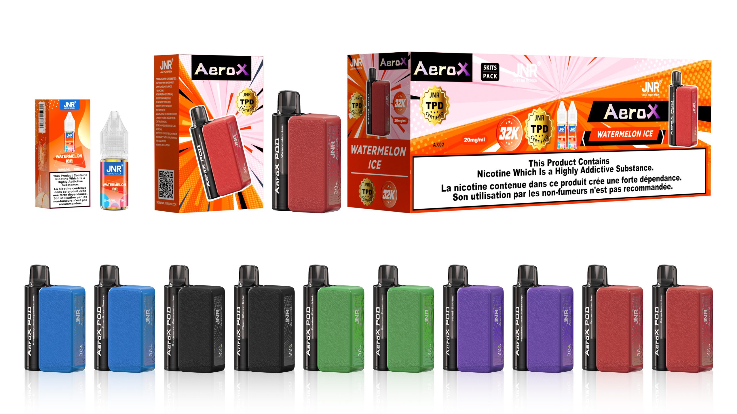 vapeableeu.com JNR Areo X 32K(32000) Puffs Magnetic Refill Smart Screen 2% 5% Nicotine 850mAh Battery Disposable Vape