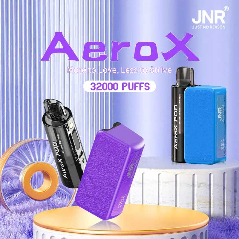 vapeableeu.com JNR Areo X 32K(32000) Puffs Magnetic Refill Smart Screen 2% 5% Nicotine 850mAh Battery Disposable Vape