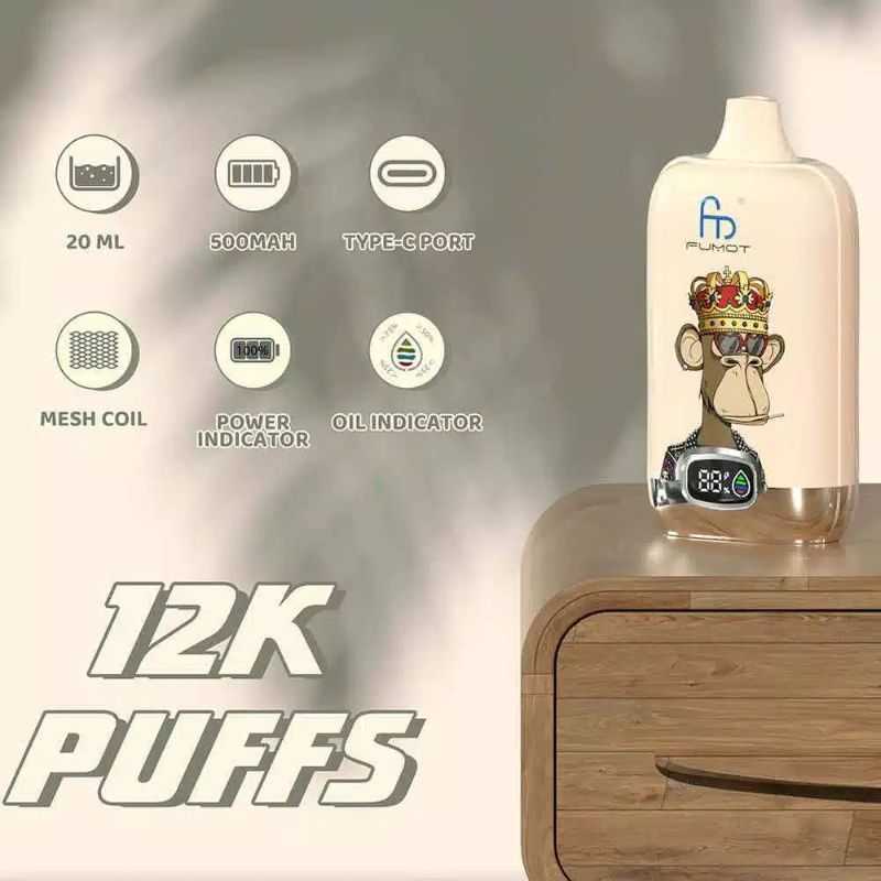 vapeableeu.com RandM Fumot Digital Box 12K(12000) puffs 2% 5% Nicotine 20 ML of E-liquid 850mAh Battery Disposable Vape