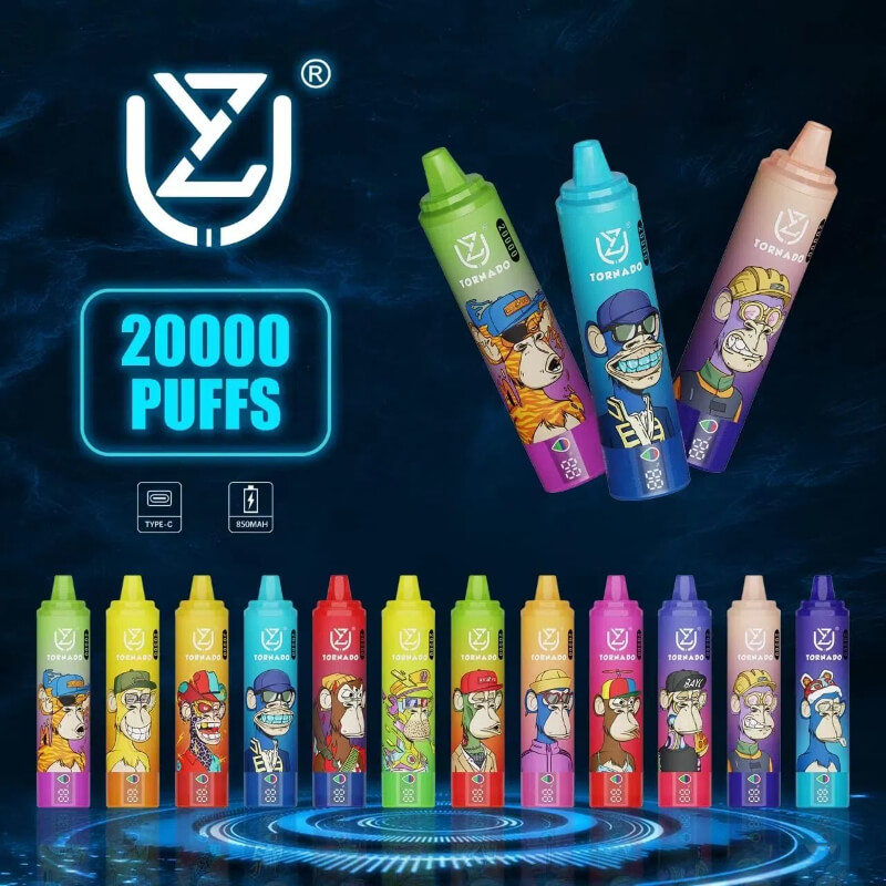 vapeableeu.com UZY TORNADO 20K(20000) Puffs 2% 5% Nicotine 28ml e-liquid LED Display Type-C rechargeable Disposable Vape Pen