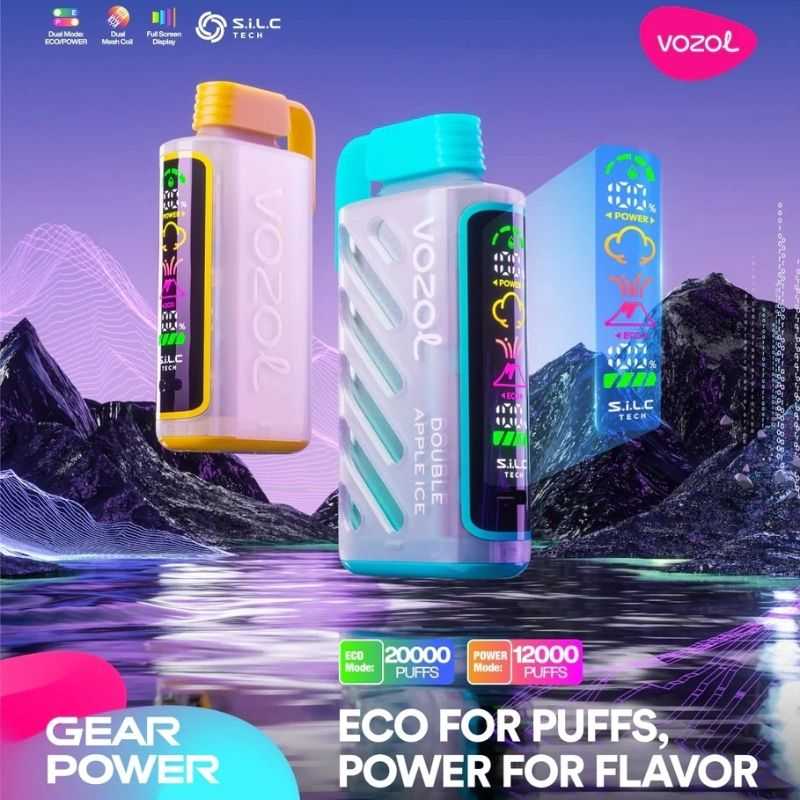vapeableeu.com VOZOL Gear Power 20K(20000) Puffs Full-Screen Display 20mL E-liquid 5% (50mg) Nicotine USB Type-C Charging Disposable Vape