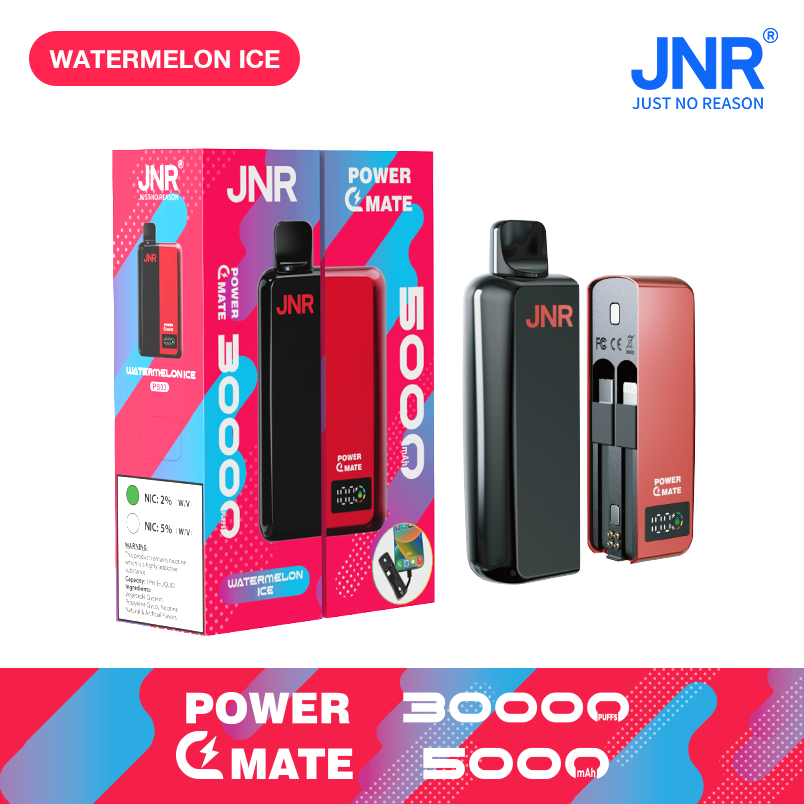 vapeableeu.com JNR POWER MATE 30K(30000) Puffs 30ML E-liquid Smart LCD Screen 2% 5% Nicotine 5000mAh Powerbank Battery Disposable Vape