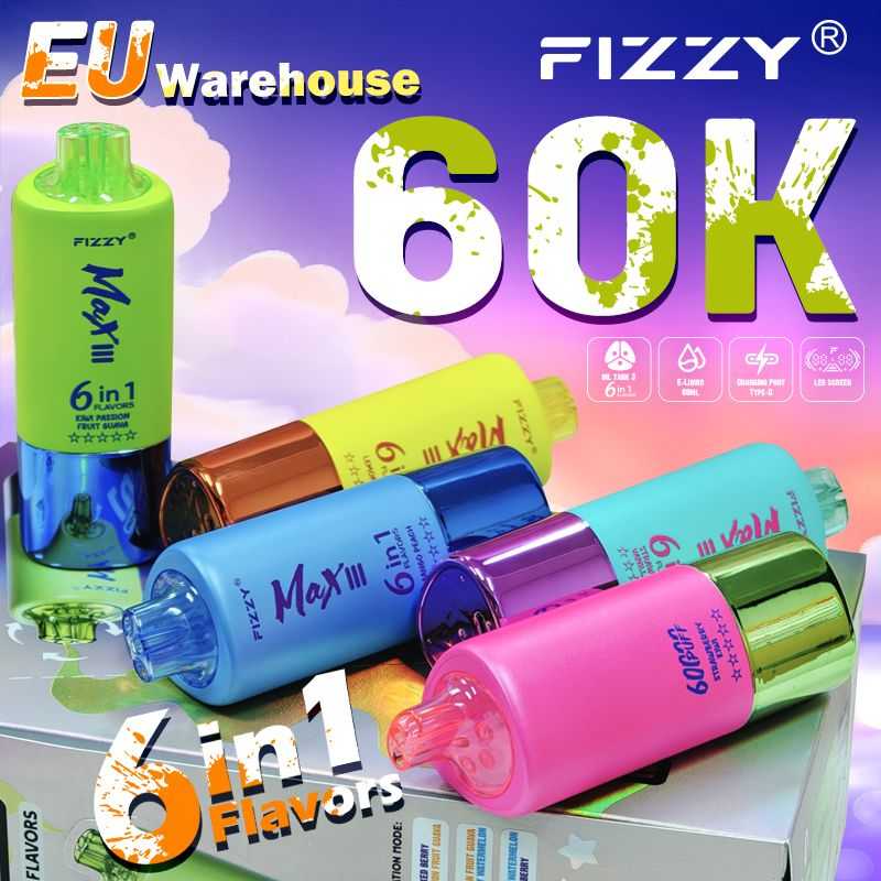 vapeableeu.com Fizzy Max III 6in1 60K 60000 Puffs Rechargeable Disposable Vape – Flavor Box (6-Pack)